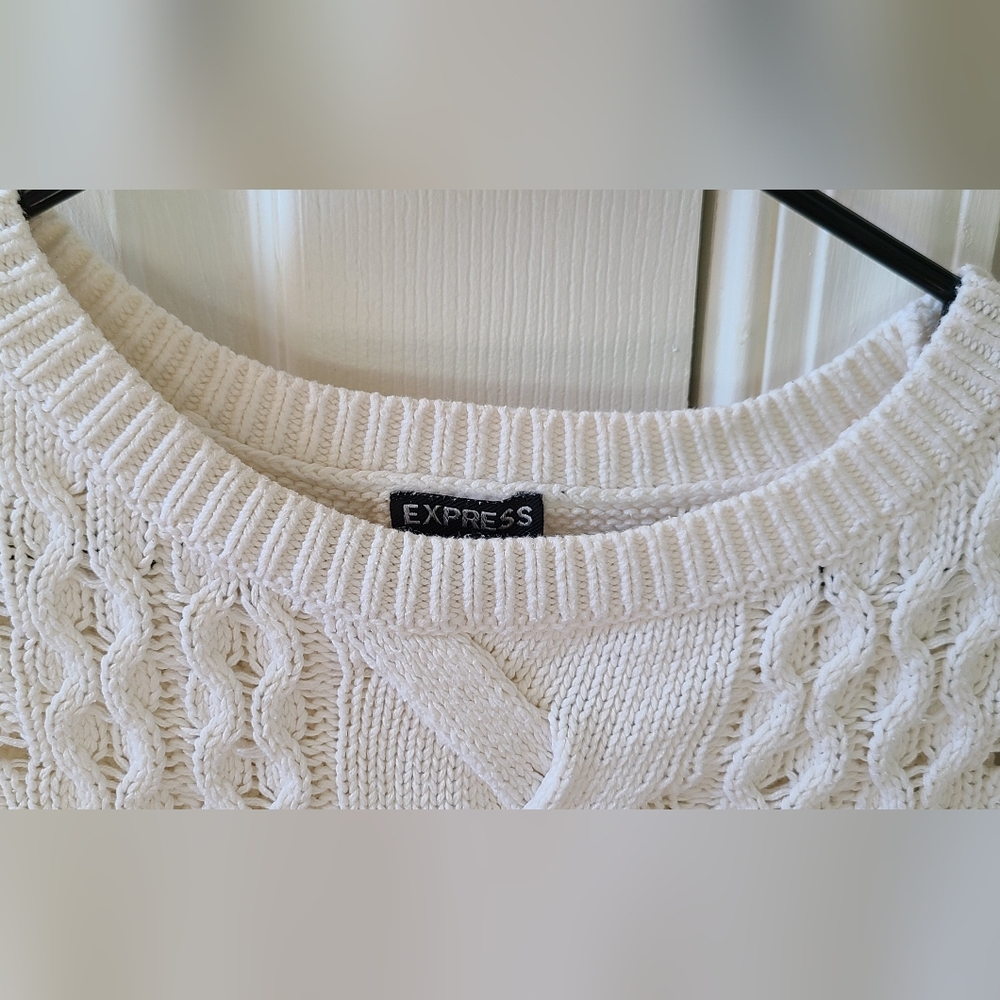 Express Cream Cable Knit Sweater - Picture 4 of 6